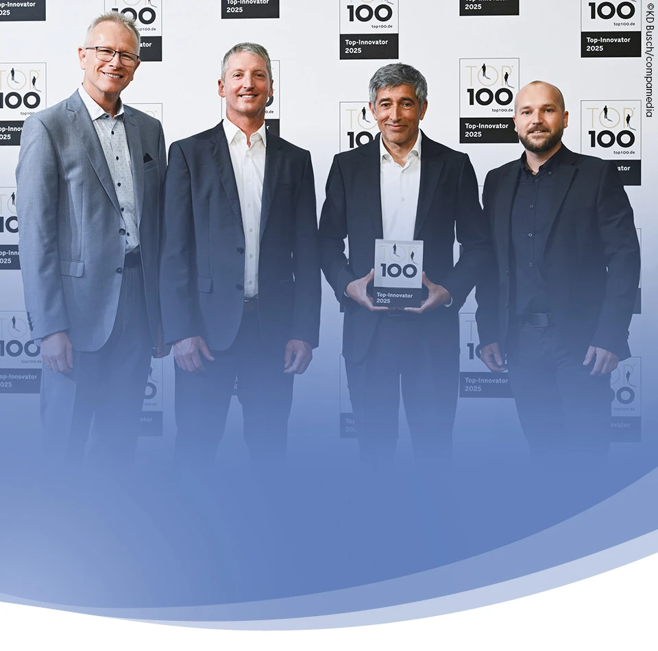 Albrecht Bosler, Thomas Kern, Ranga Yogeshwar and Michael Binder at the TOP 100 award ceremony in Mainz on June 27, 2025.